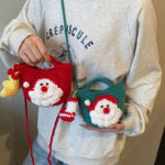 Santa Claus Knitting Shoulder Bag Women Finished Hand-Knitted