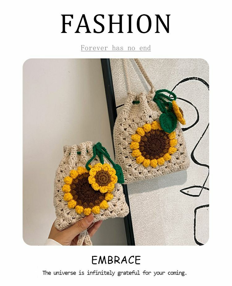 hightcraft crochet sunflower bag